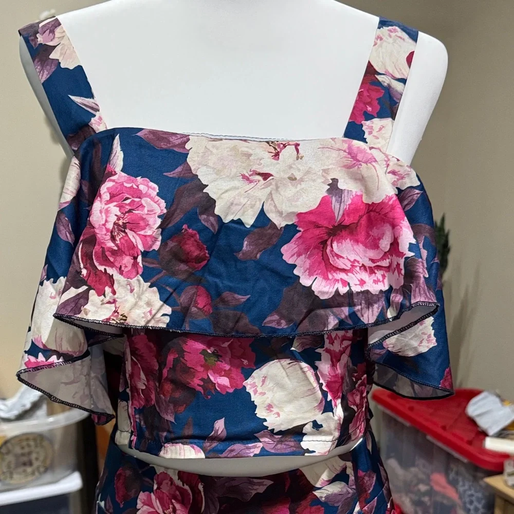 Source Unknown Floral Maxi Dress - Navy and Pink NWOT - Picture 2 of 4